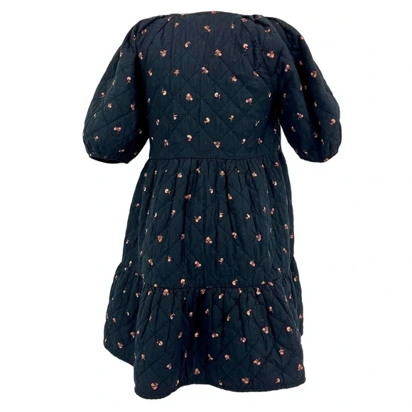 Madewell Quilted Puff-Sleeve Mini Dress in Black Amie Floral (small) - Picture 4 of 12